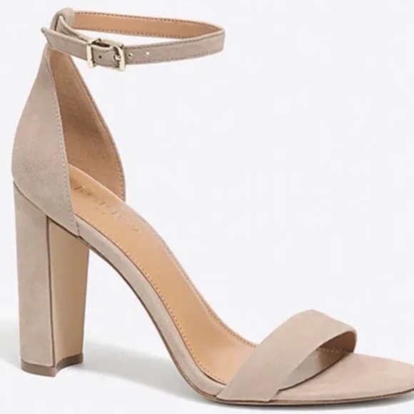 J. Crew | Women’s tan suede open toe Rafia chunky heels, ankle strap/buckle sz11 - Picture 12 of 12